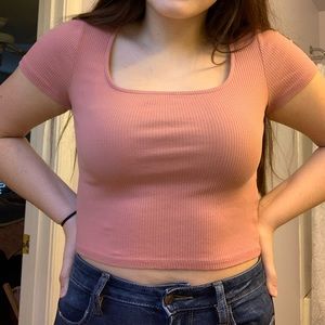 Light pink, short sleeve crop top from H&M